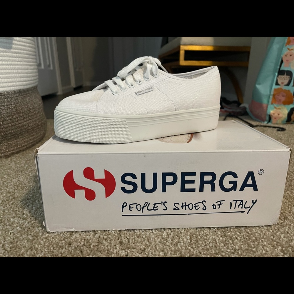 Superga White Platform Sneakers